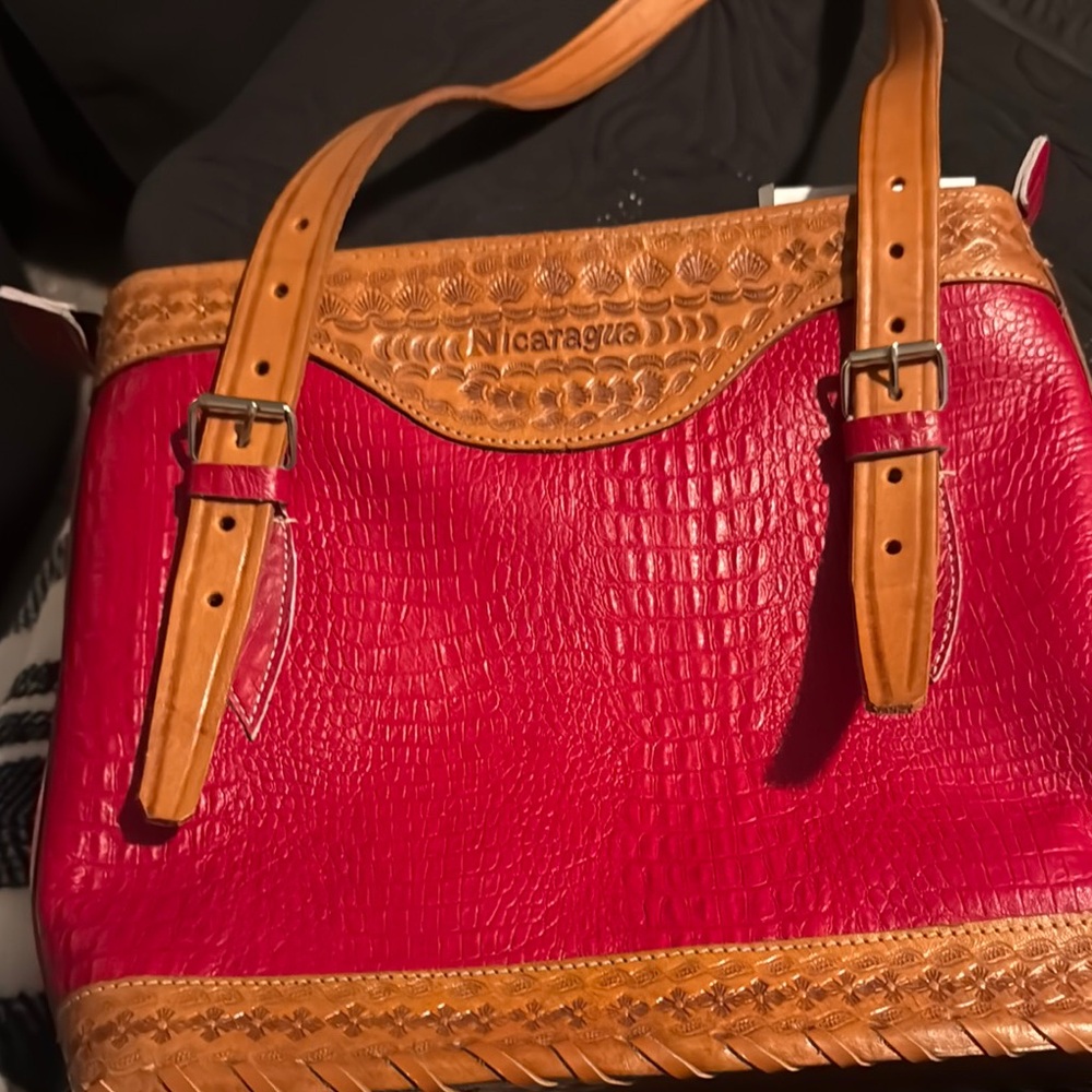 Red and Brown Leather Bag